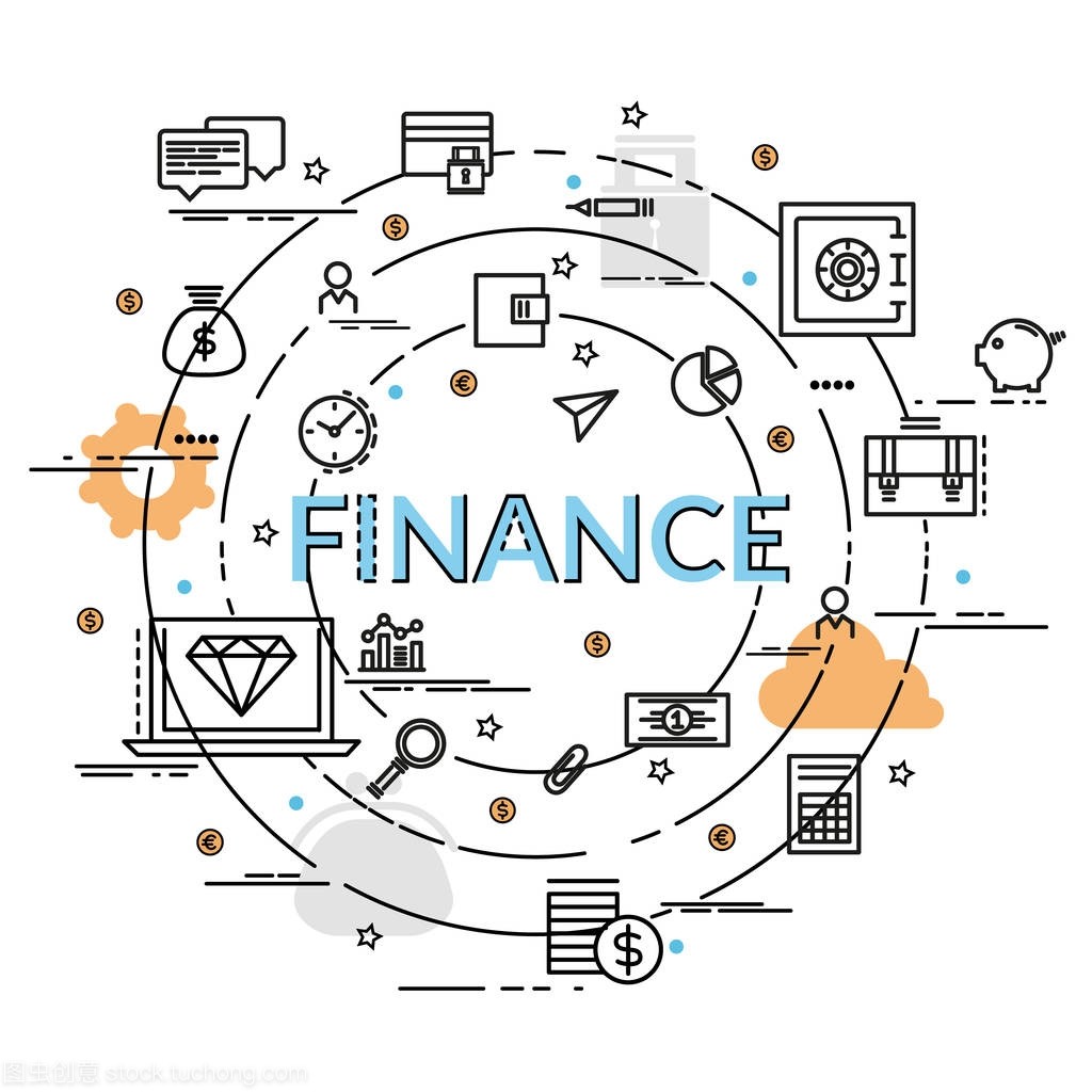 為財務(wù)和金錢的平面色彩設(shè)計概念。信息創(chuàng)意產(chǎn)品理念